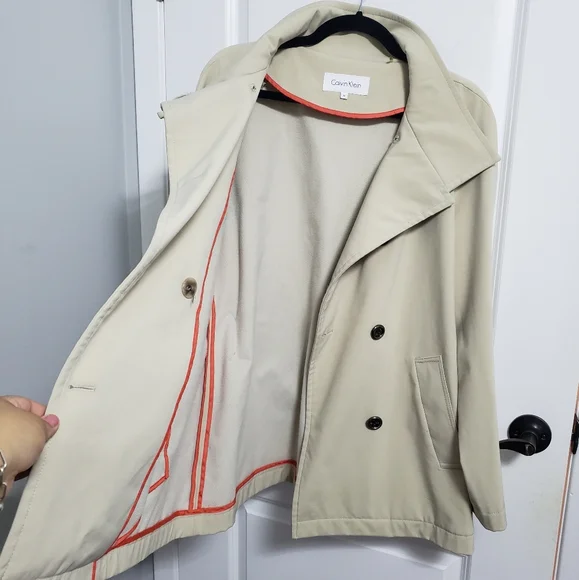 CALVIN KLEIN BEIGE Rain Trench Coat - Picture 2 of 12